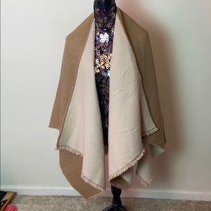 Reversible Camel / Cream Colored Poncho/Wrap